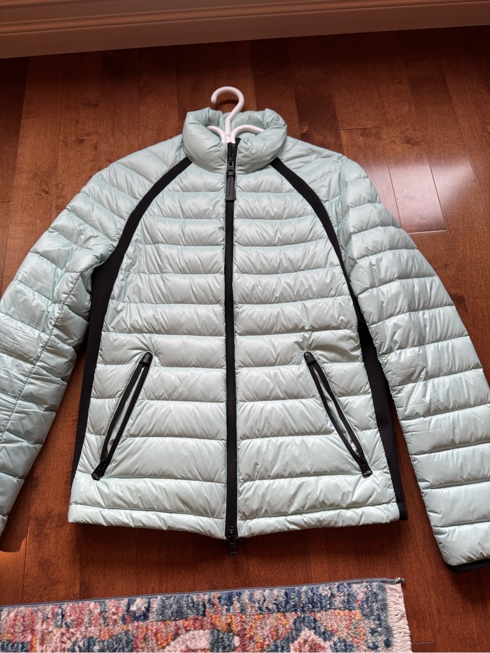 Mackage Light Mint Quilted Puffer Jacket with Black Trim